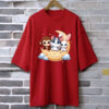 3 Animal Maroon drop shoulder Printed drop shoulder t-shirt