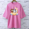3 Animal PINK drop shoulder Printed drop shoulder t-shirt