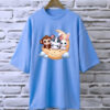 3 Animal Sky Blue drop shoulder Printed drop shoulder t-shirt