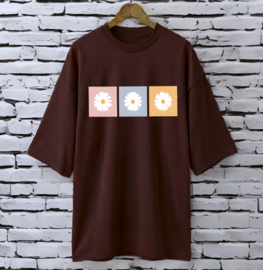 3 Daisy Coffee Drop Shoulder