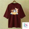 3 animal Burgendy drop shoulder DTF design drop shoulder