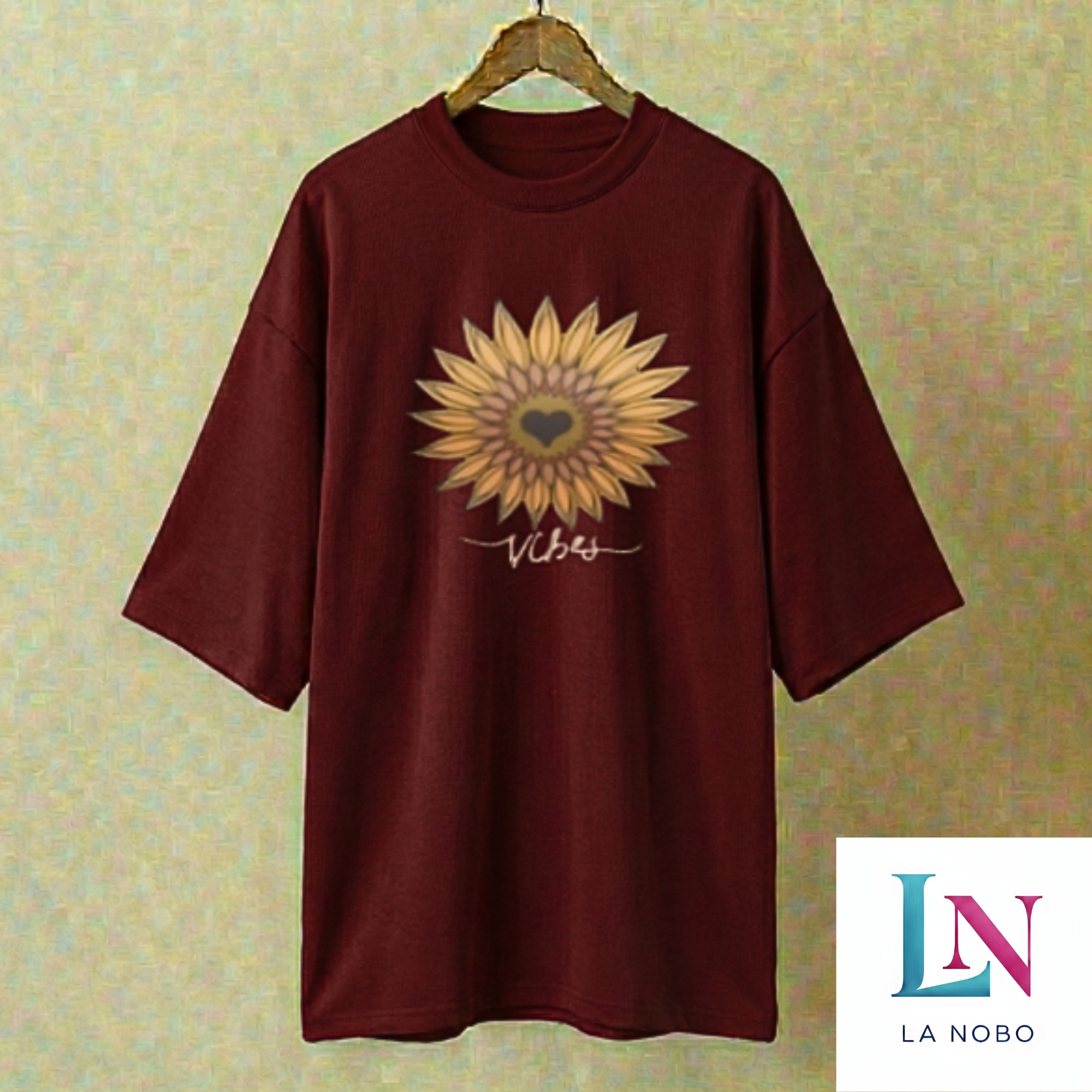 Vibes flower DTF design drop shoulder