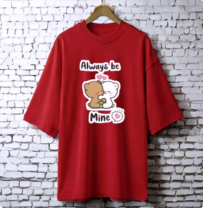 Always be mine Maroon drop shoulder Printed drop shoulder t-shirt