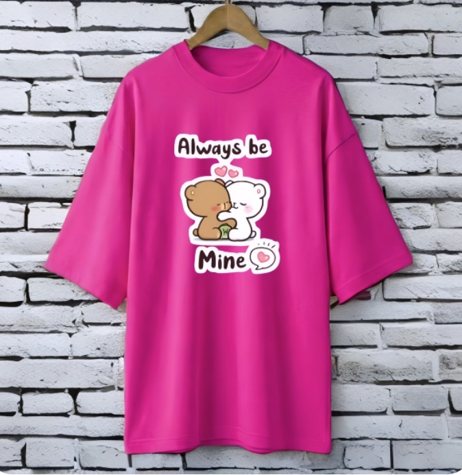 Always be mine magenta drop shoulder Printed drop shoulder t-shirt