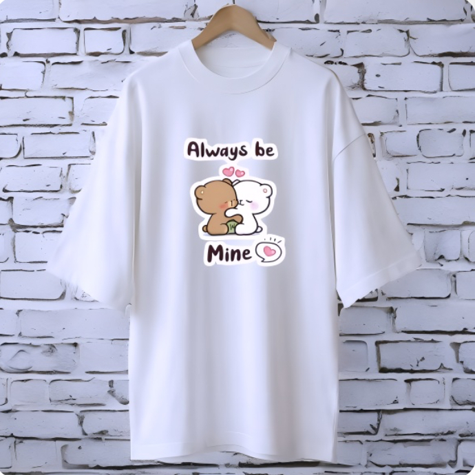 Always be mine WHITE drop shoulder Printed drop shoulder t-shirt