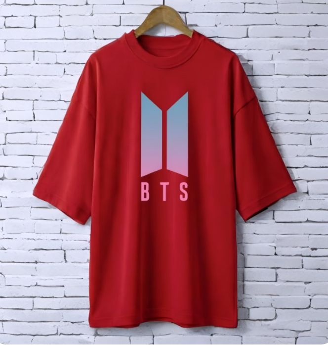 BTS Maroon drop shoulder Printed drop shoulder t-shirt