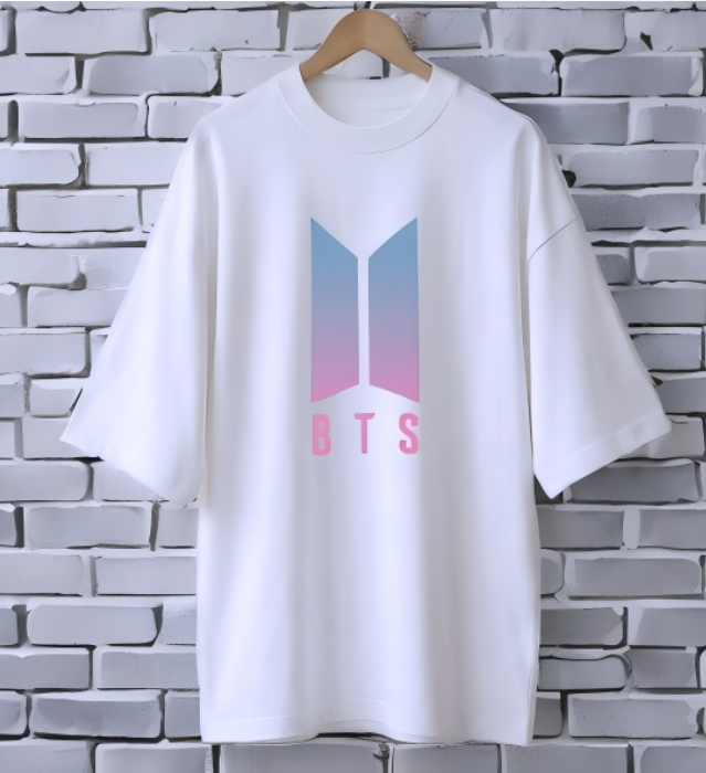 BTS WHITE drop shoulder Printed drop shoulder t-shirt