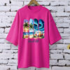 Beach life magenta drop shoulder Printed drop shoulder t-shirt