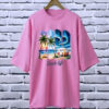 Beach life PINK drop shoulder Printed drop shoulder t-shirt