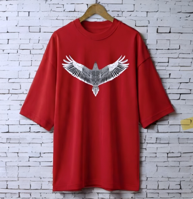 Bird Maroon drop shoulder Printed drop shoulder t-shirt