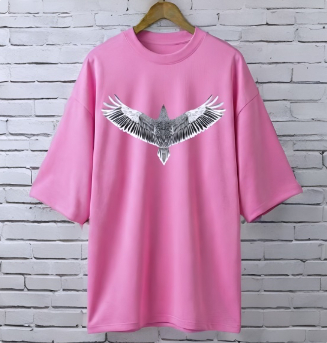 Bird PINK drop shoulder Printed drop shoulder t-shirt