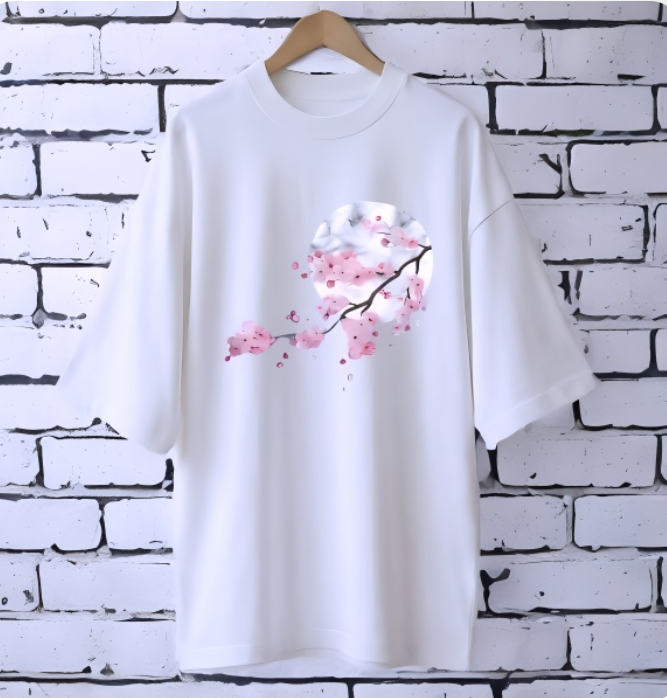 Cherry Moon WHITE drop shoulder Printed drop shoulder t-shirt