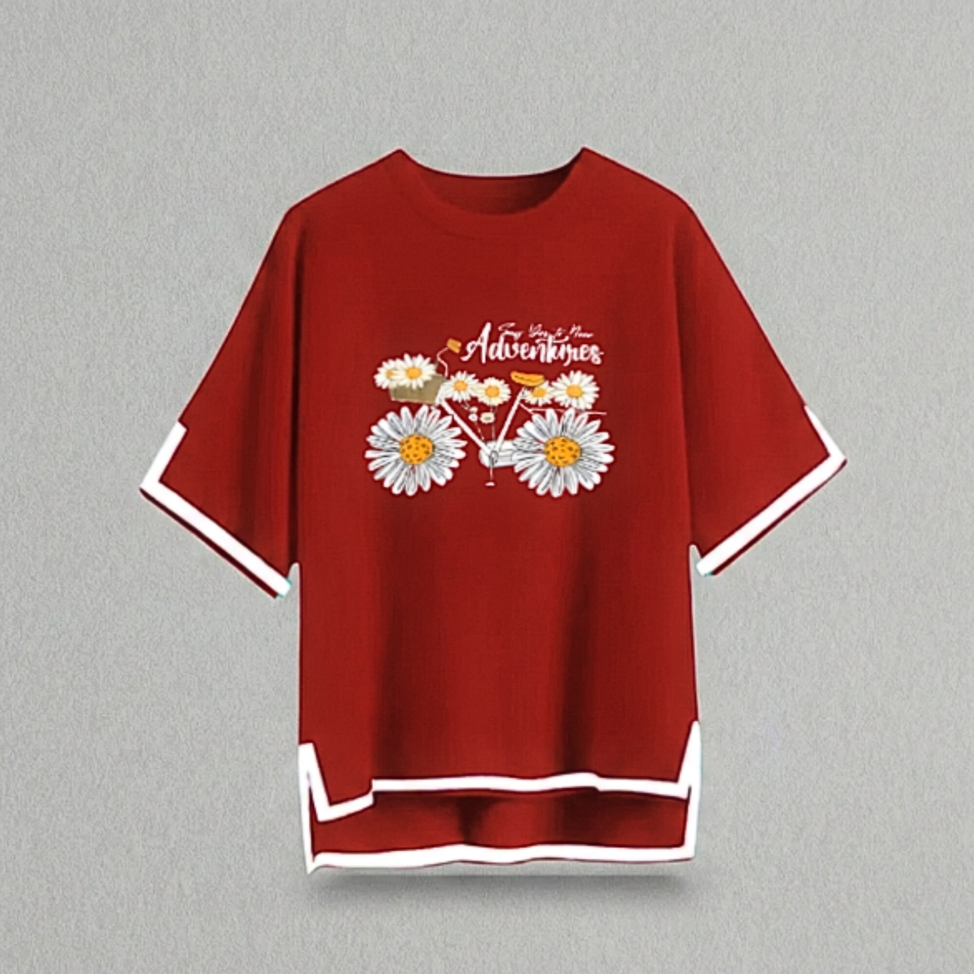 Sleeve cut design drop shoulder with print