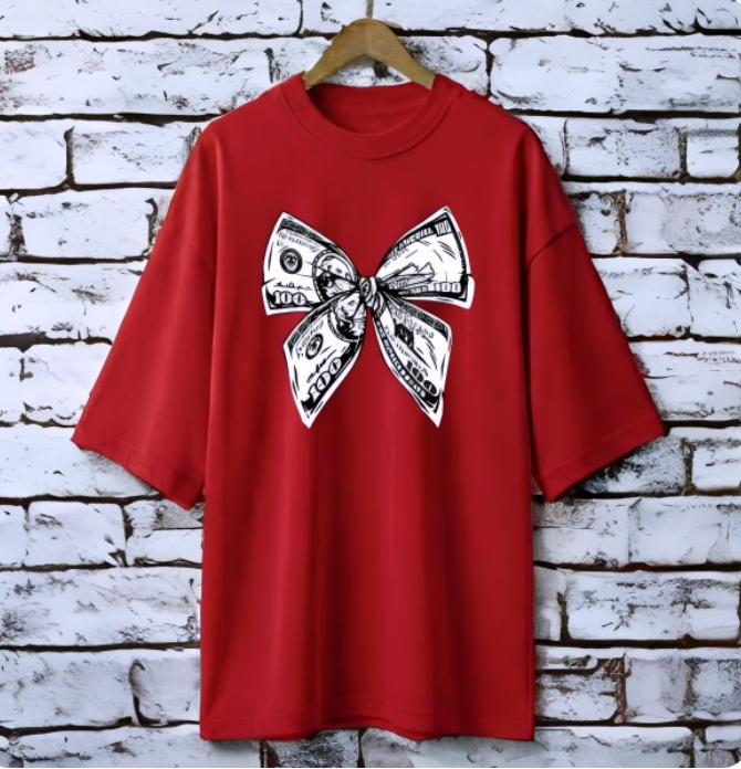 Dollar Maroon drop shoulder Printed drop shoulder t-shirt