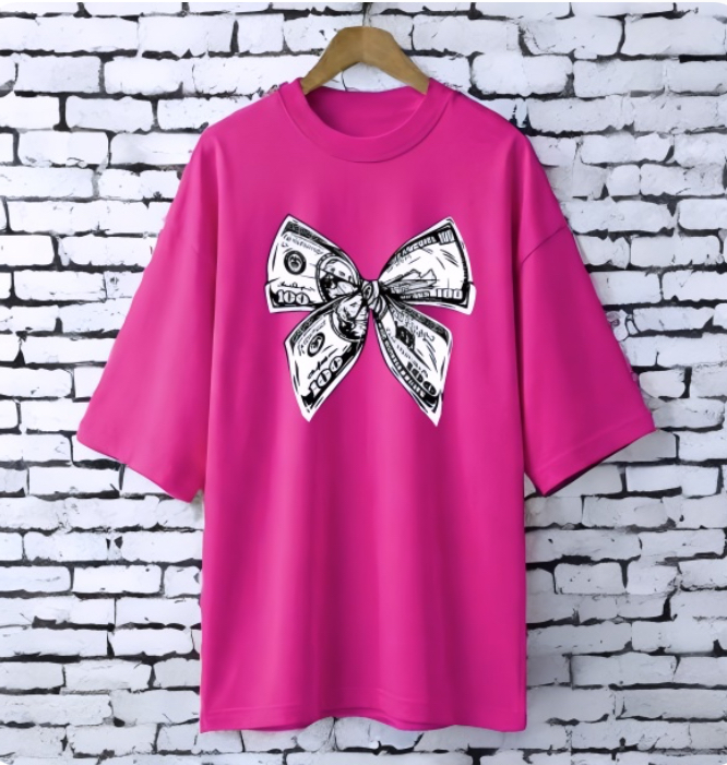 Dollar magenta drop shoulder Printed drop shoulder t-shirt