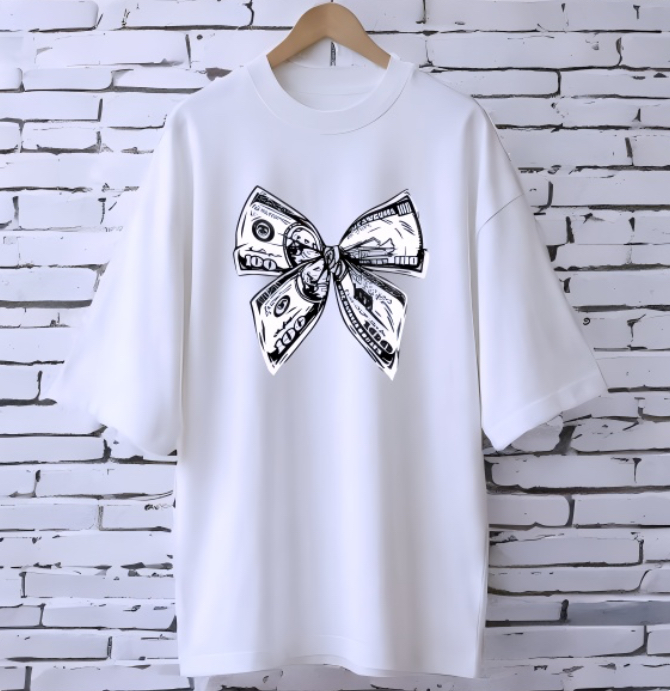 Dollar WHITE drop shoulder Printed drop shoulder t-shirt