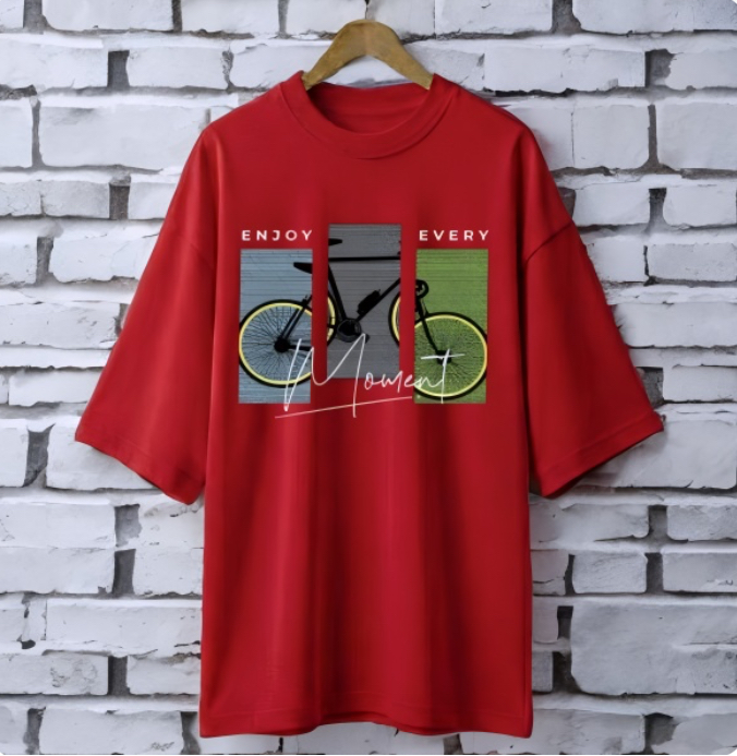 Enjoy every moment Maroon drop shoulder t-shirt Printed drop shoulder t-shirt