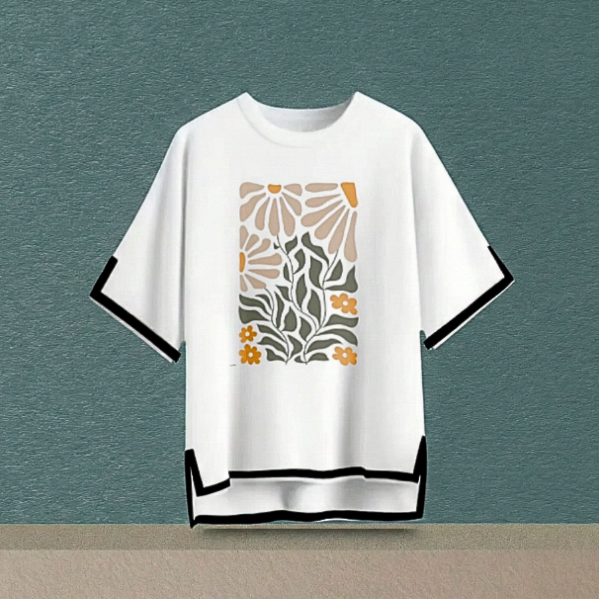 Sleeve cut design drop shoulder with print