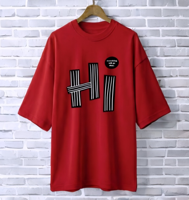 HI Maroon drop shoulder Printed drop shoulder t-shirt