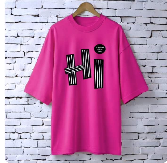 HI magenta drop shoulder Printed drop shoulder t-shirt
