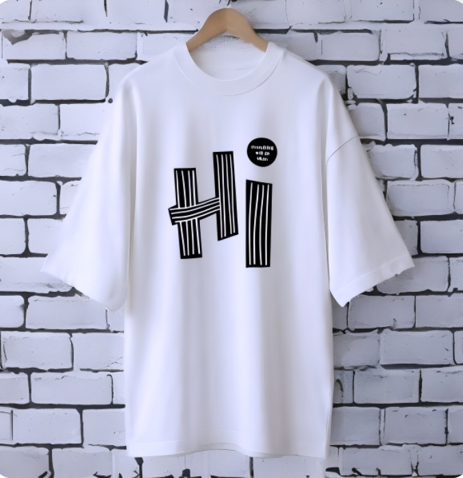 HI WHITE drop shoulder Printed drop shoulder t-shirt