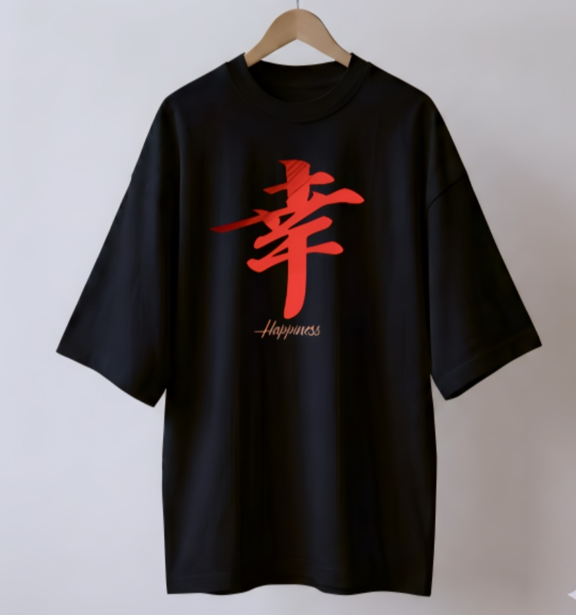 Happines japanese black drop shoulder