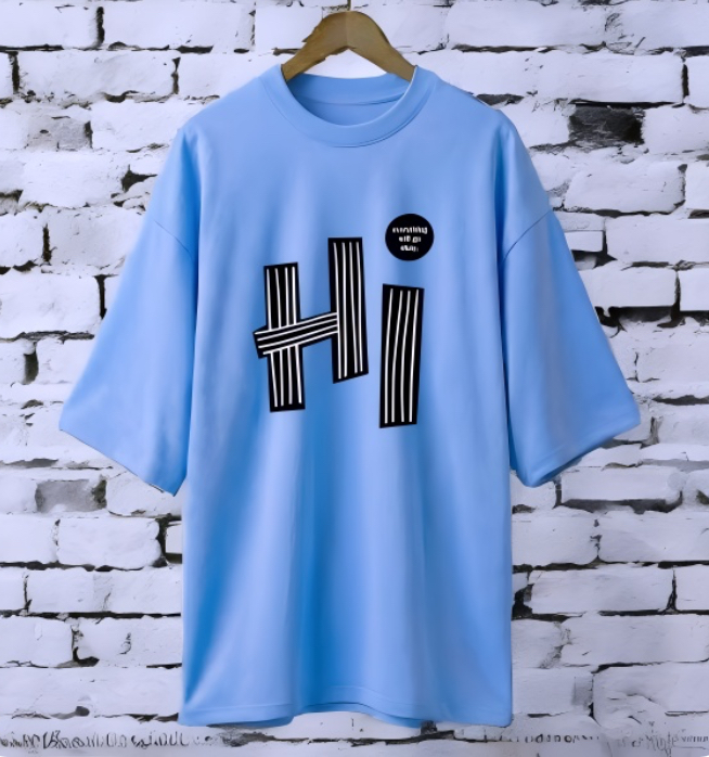 Hi Sky Blue drop shoulder Printed drop shoulder t-shirt