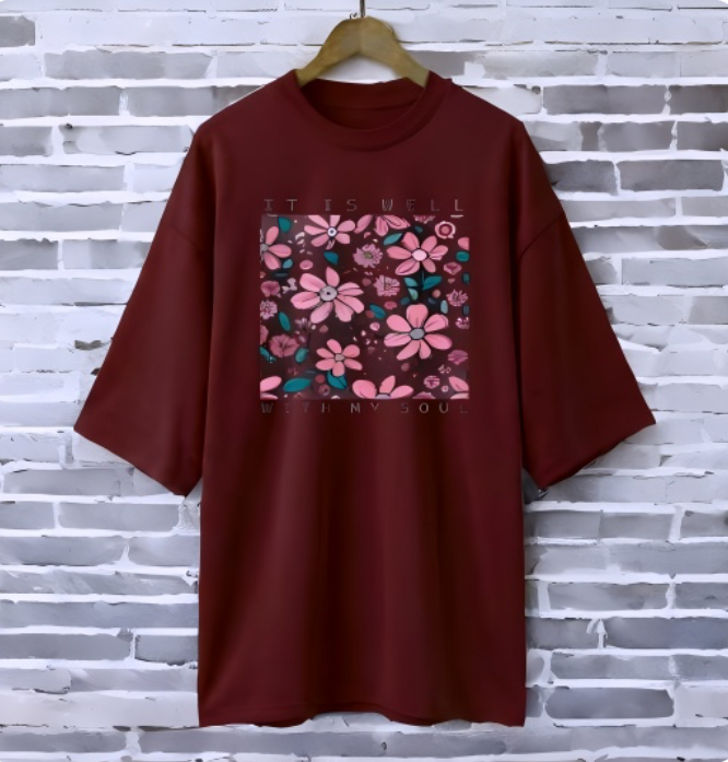 Printed drop shoulder t-shirt