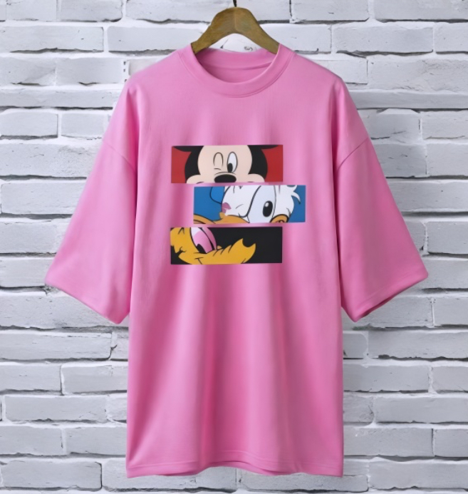 Mickey Mouse PINK drop shoulder Printed drop shoulder t-shirt