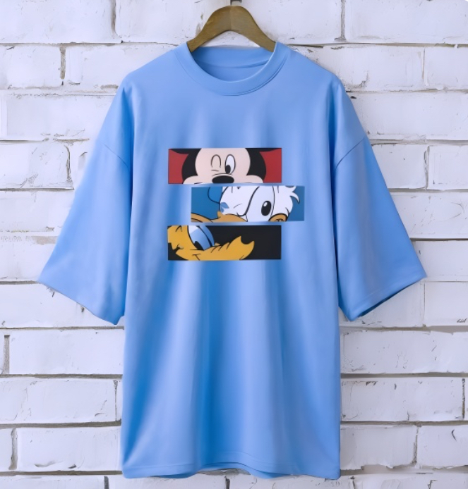 Mickey Mouse Sky Blue drop shoulder Printed drop shoulder t-shirt