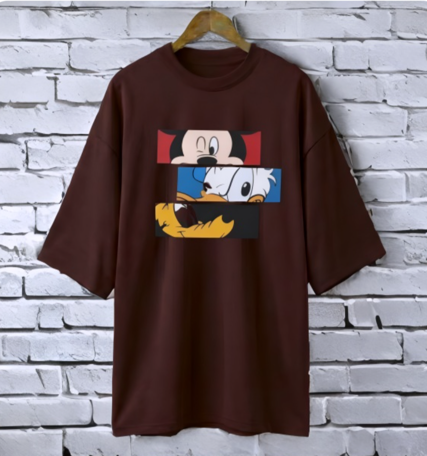 Mickey mouse Coffee Drop Shoulder Printed drop shoulder t-shirt