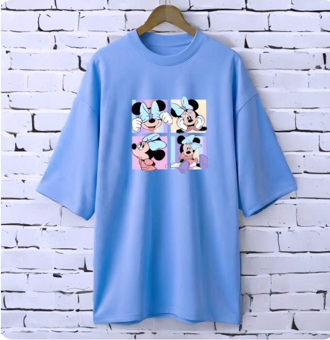 Mini Mouse Sky Blue drop shoulder Printed drop shoulder t-shirt