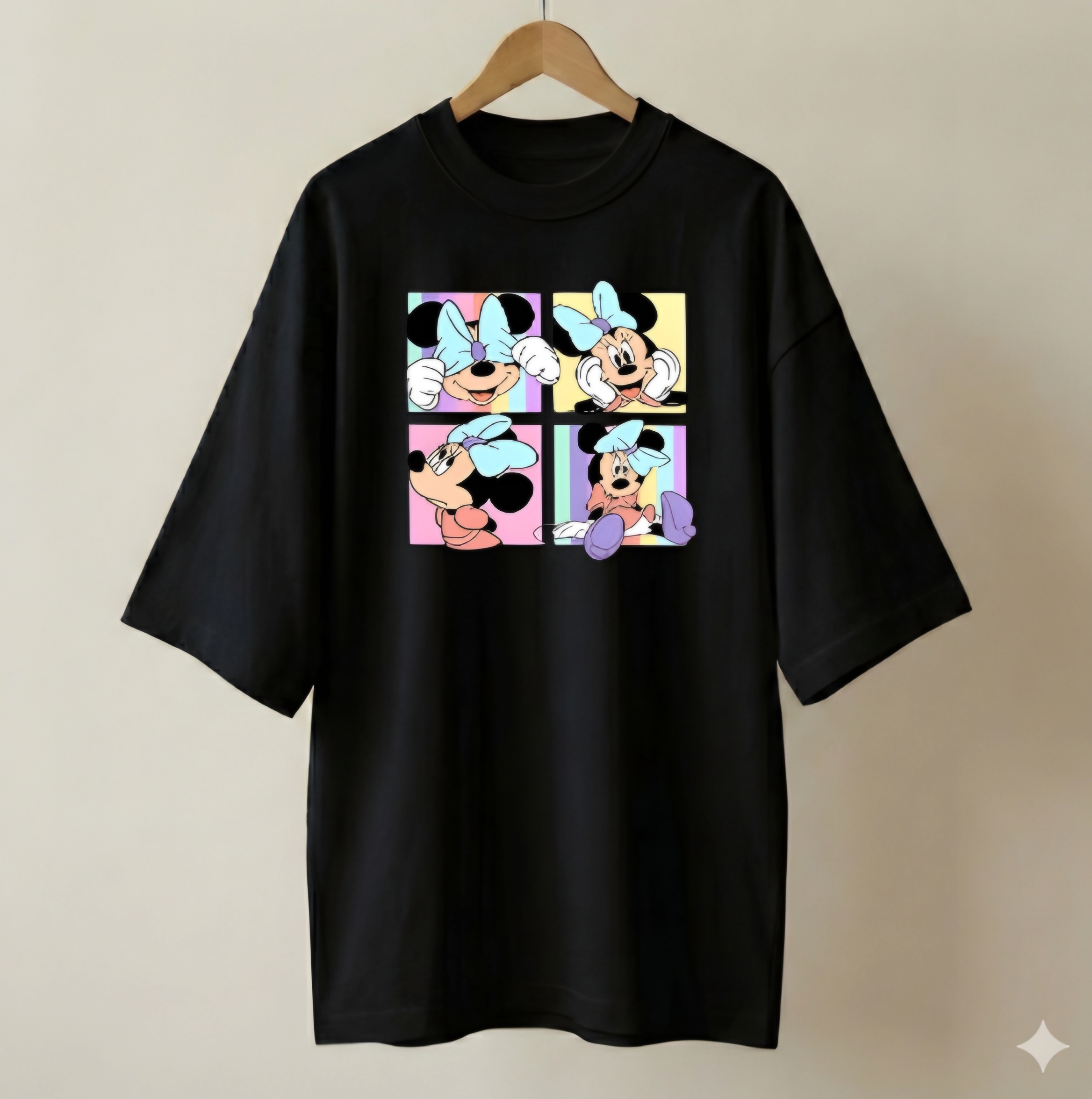 Mini mouse black drop shoulder Printed drop shoulder t-shirt
