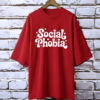Social Phobia Maroon drop shoulder Printed drop shoulder t-shirt