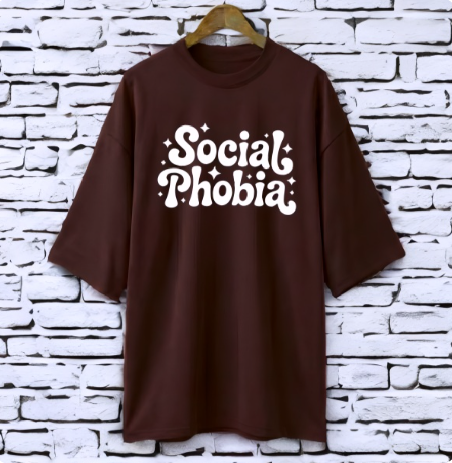 Social phobia Coffee Drop Shoulder Printed drop shoulder t-shirt