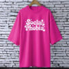 Social phobia magenta drop shoulder Printed drop shoulder t-shirt