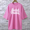 Social phobia PINK drop shoulder Printed drop shoulder t-shirt