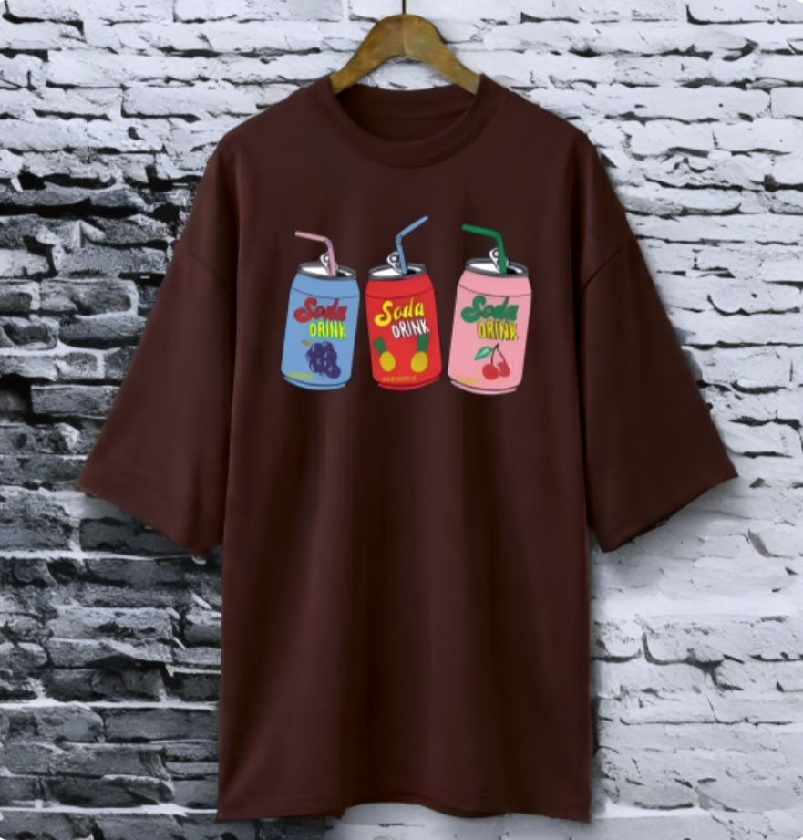 Soda drinks Coffee Drop Shoulder Printed drop shoulder t-shirt