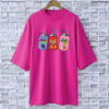 Soda drinks magenta drop shoulder Printed drop shoulder t-shirt