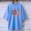 Soda drinks Sky Blue drop shoulder Printed drop shoulder t-shirt