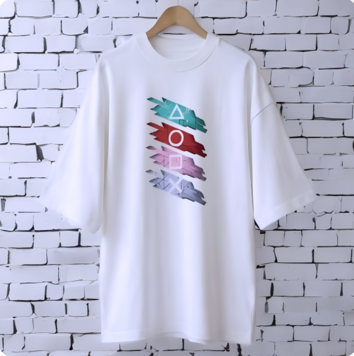 Squid game WHITE drop shoulder Printed drop shoulder t-shirt