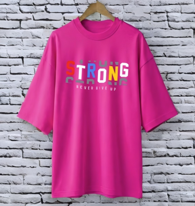 Strong magenta drop shoulder Printed drop shoulder t-shirt