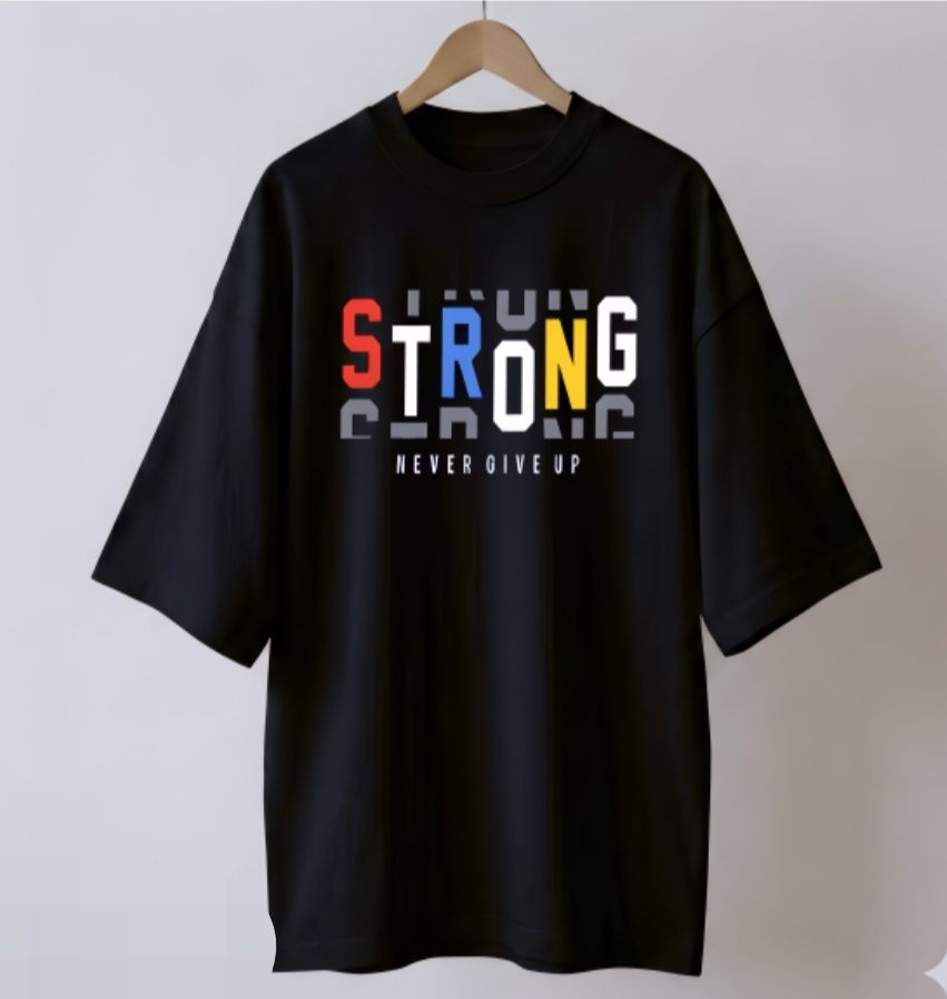 Strong black drop shoulder Printed drop shoulder t-shirt