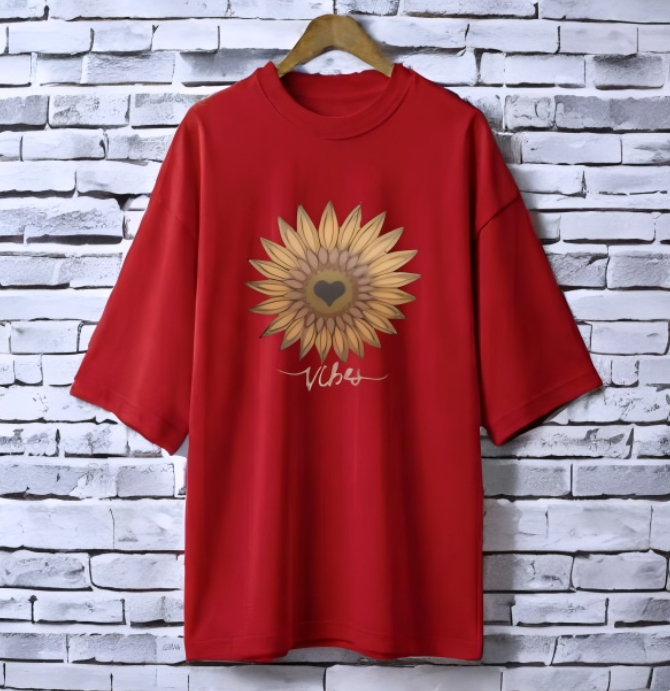 Vibes Maroon drop shoulder Printed drop shoulder t-shirt