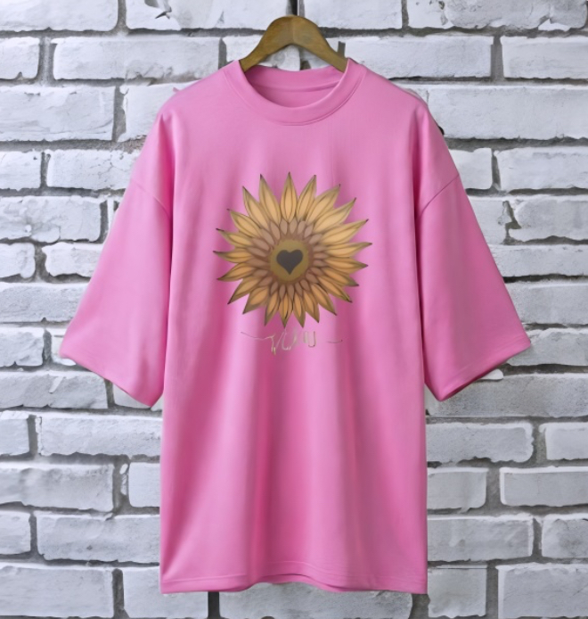 Vibes PINK drop shoulder Printed drop shoulder t-shirt