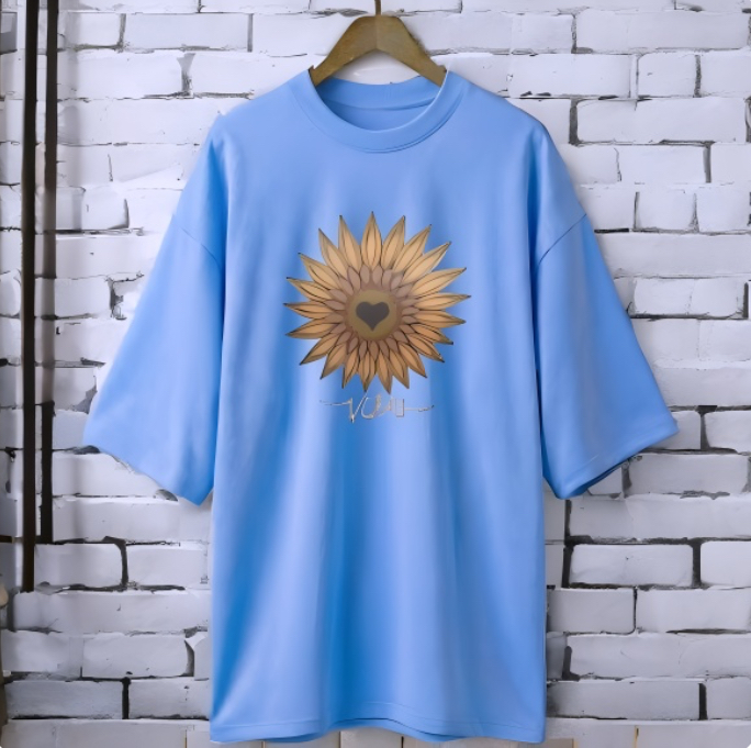 Vibes Sky Blue drop shoulder Printed drop shoulder t-shirt