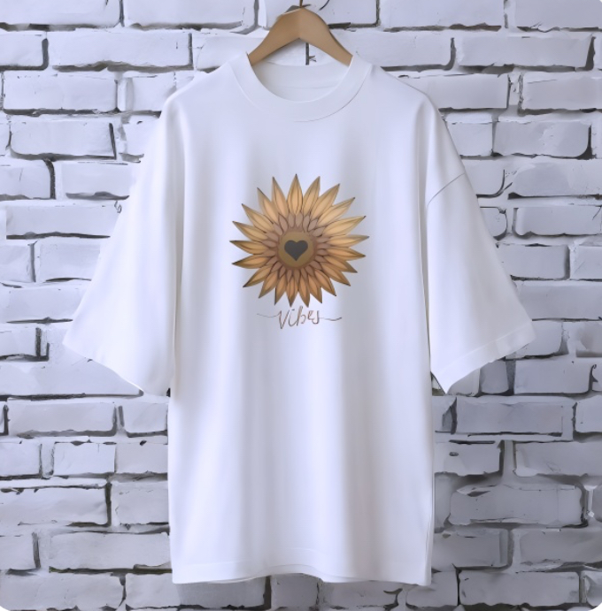 Vibes WHITE drop shoulder Printed drop shoulder t-shirt