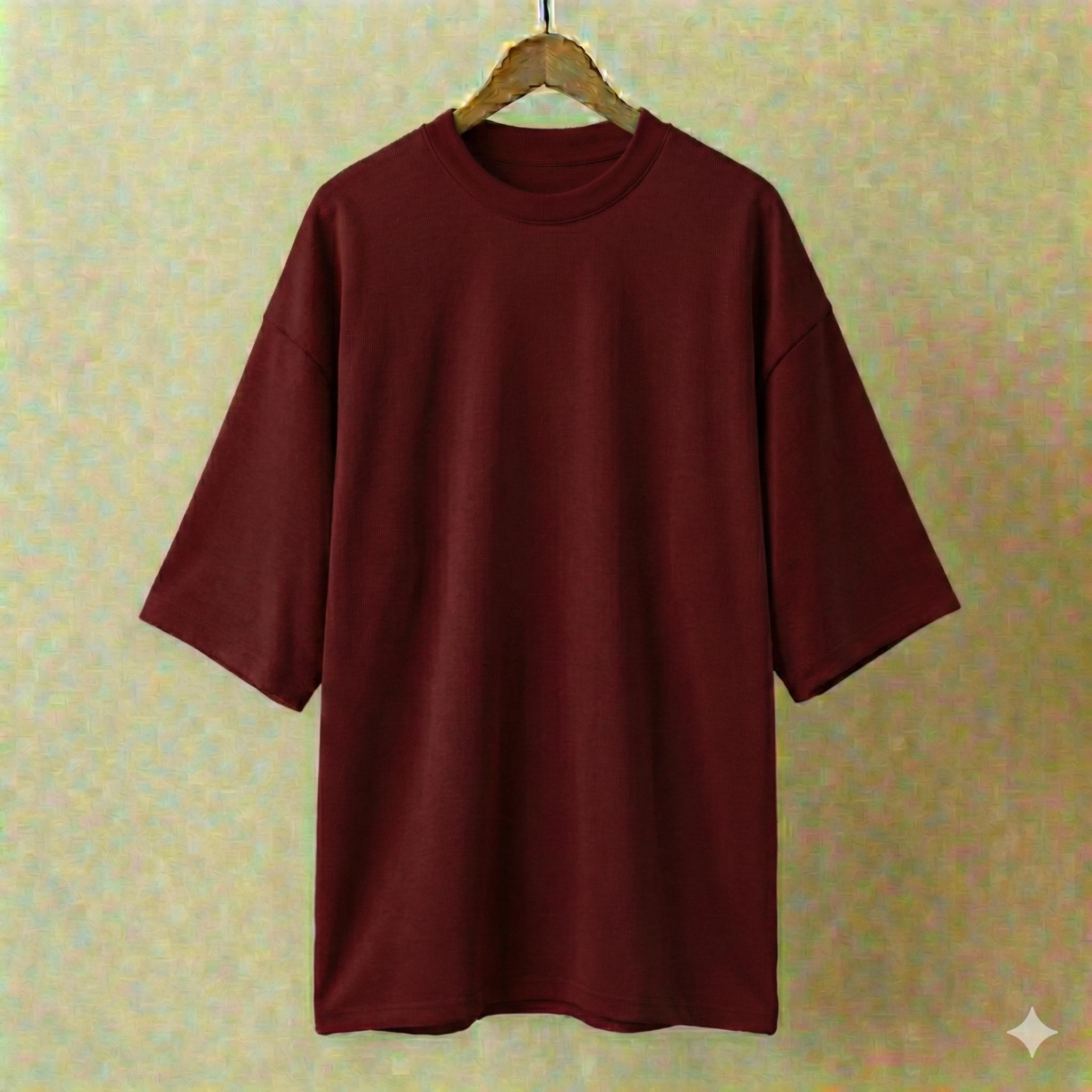 Burgendy Drop Shoulder Solid Color Drop Shoulder