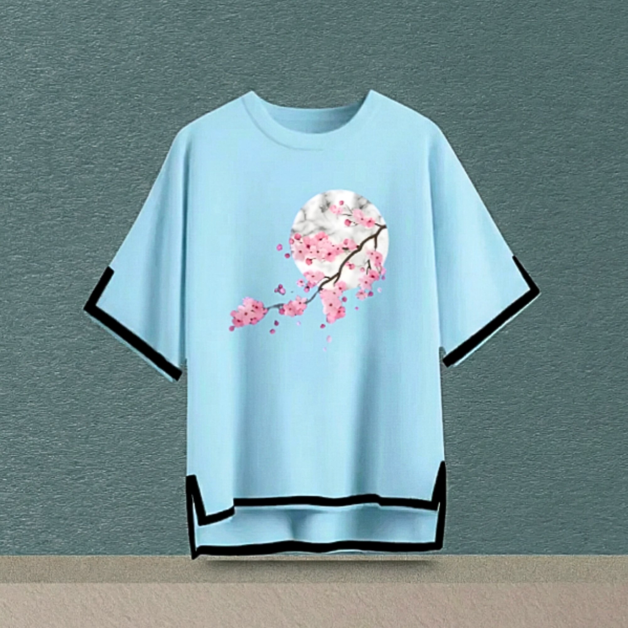 Sleeve cut design drop shoulder with print