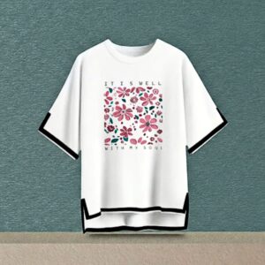 Sleeve cut design drop shoulder with print